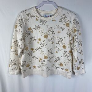 d&co Cropped Sweatshirt Top Size Small Floral Print 3/4 Sleeves Women's